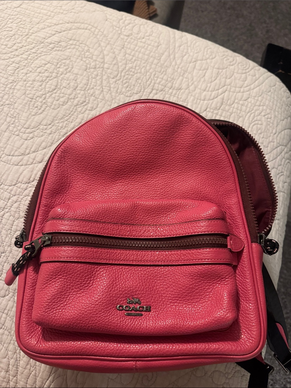 Coach Hot Pink Pebble Leather Mini Backpack